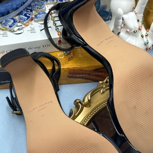🆕 KURT GEIGER LONDON 🧿 NWOB Chelsea Heel Sandal, Black Patent - Sz 37 US 7 - Picture 14 of 14